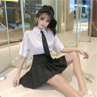 SÉT TRANG PHỤC HỌC SINH KÈM CÀ VẠT XINH ULZZANG [xả hàng ]