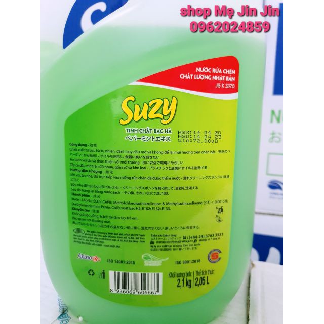 Nước rửa chén bát Suzy Nhật Bản 2,1kg - thành phần Hữu Cơ