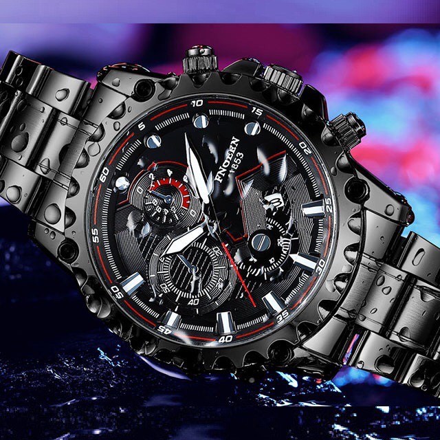 Đồng hồ nam FNGEEN F3 mặt tròn có lịch ngày, dây thép không gỉ