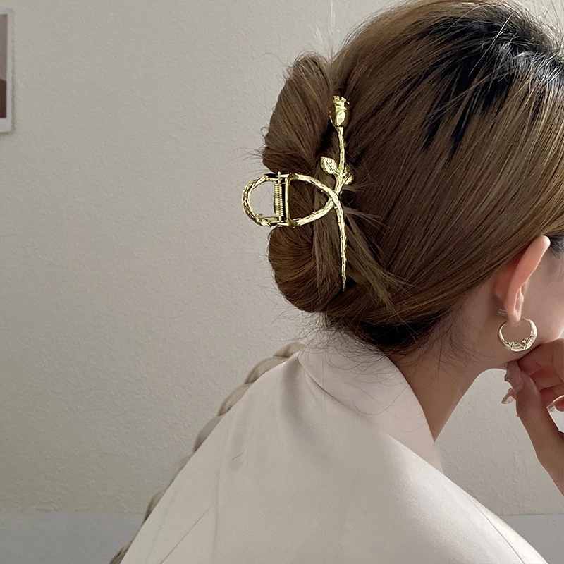 Kẹp Tóc Kim Loại Thiết Kế Hình Bông Hoa Độc Đáo Thời Trang Hàn Quốc