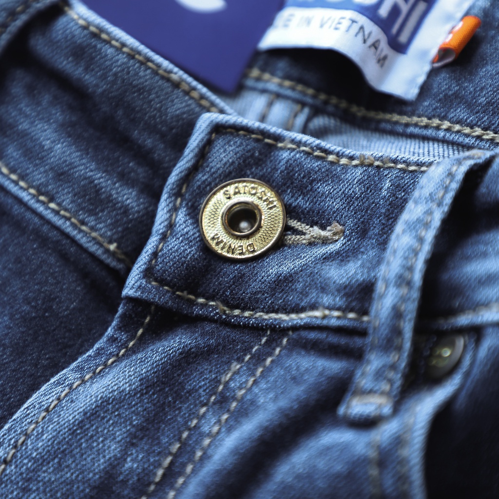 Quần Jean nam Satoshi SAQJ49 màu xanh wash basic chuẩn form slimfit chất co giãn thoáng mát