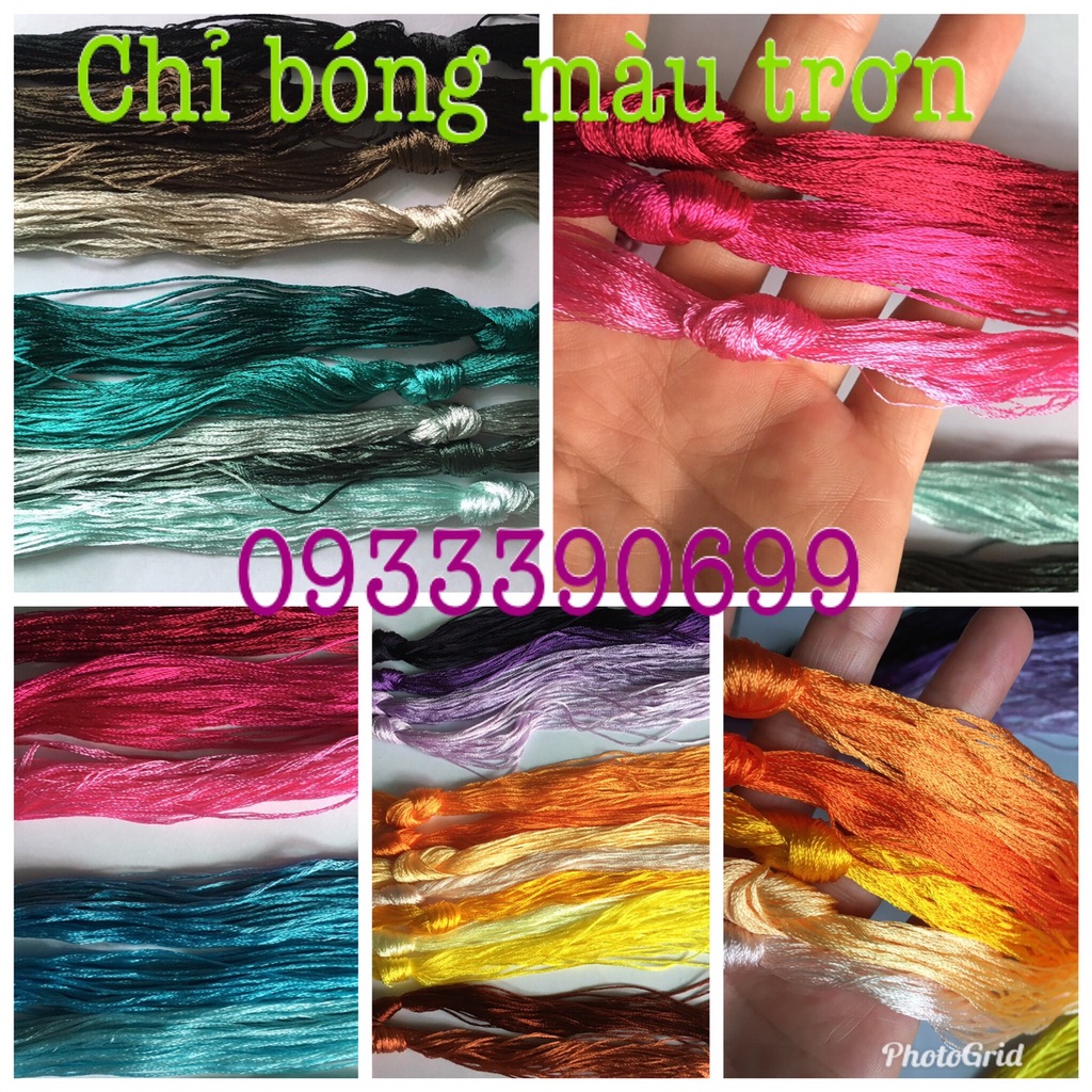 🌺🌺 Chỉ thêu TƠ BÓNG màu TRƠN thêu tay truyền thống làng nghề, tranh áo quần