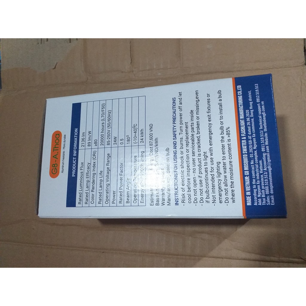 Bóng đèn Led trụ nhôm G8-A.ThOA 5W, 10W, 15W, 20W, 30W, 40W, 50W, 60W ánh sáng trắng tiết kiệm điện 80%