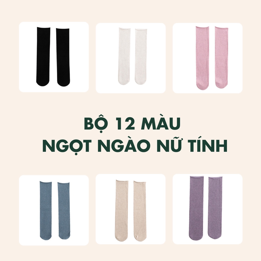 Tất Nhún Cao Cổ Nữ Có Tất chất cotton spandex siêu co giãn, nhiều màu thời trang - CANDIES