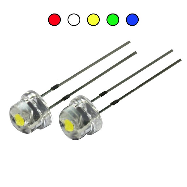 Bộ 50 Bóng Led Lùn 5mm trắng, đỏ, vàng, xanh lá, xanh dương