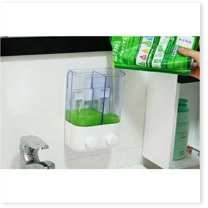 Hộp đựng 2 ngăn dầu gội đầu sữa tắm ,nước rửa bát