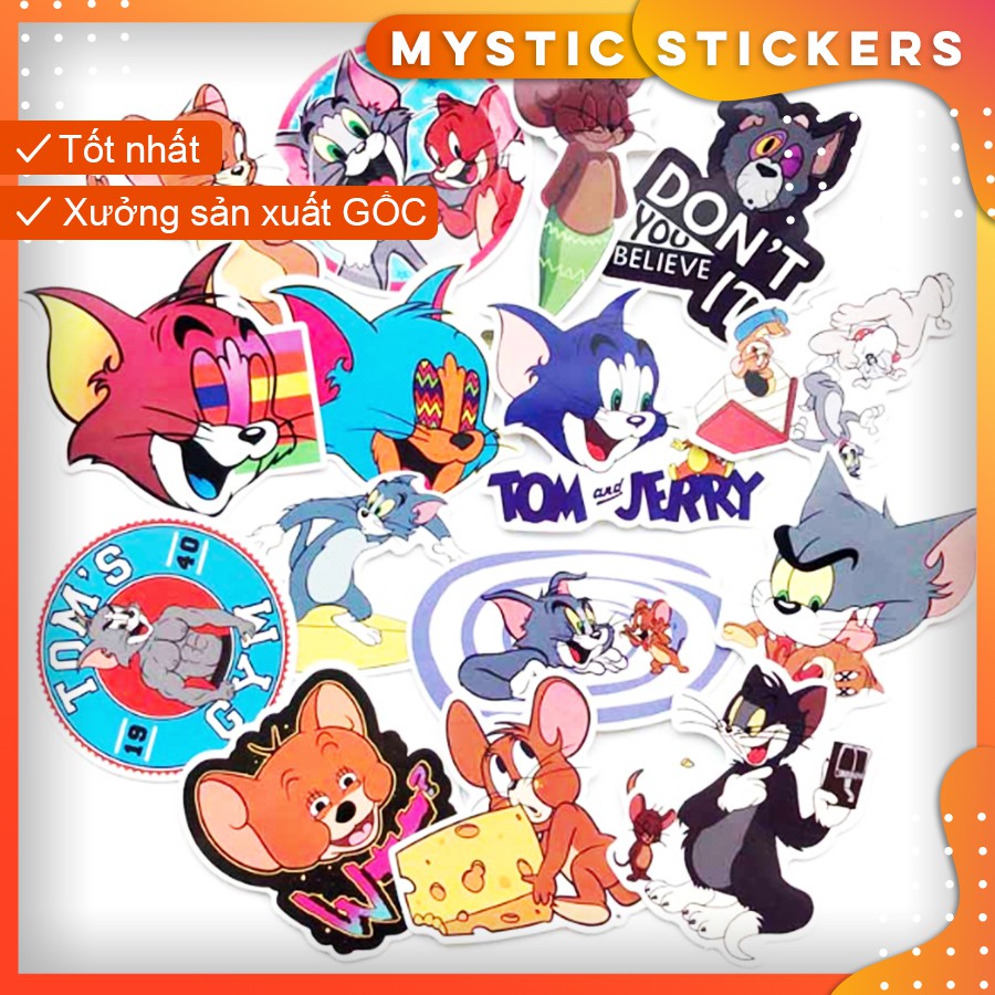 [TOM &amp; JERRY] 15 Sticker chống nước/ trang trí,dán xe laptop mũ bảo hiểm vali...