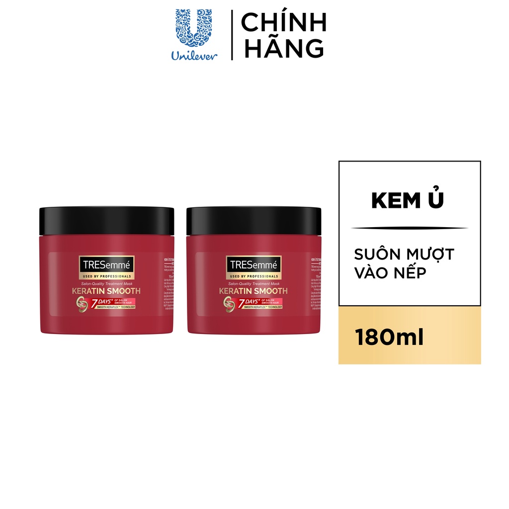 Combo 2 Kem ủ TRESemmé Keratin Smooth Tinh Dầu Argan Vào nếp suôn mượt 180ML/ hộp