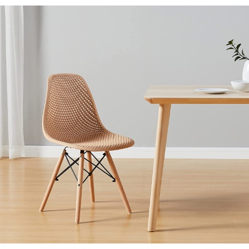 Ghế Cafe - Ghế Eames Đan Lưới Chân Gỗ Phù Hơp Với  Không Gian Phòng Khách Quán Caffe, Văn Phòng.