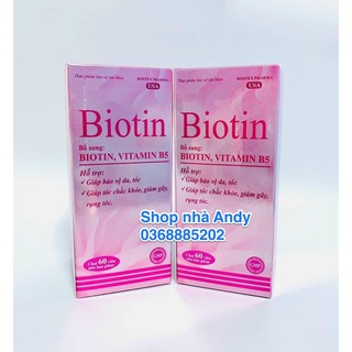 Viên uống BIOTIN bổ sung biotin vitamin B5 giúp giảm rụng tóc, đẹp da, móng – Hộp 60 viên