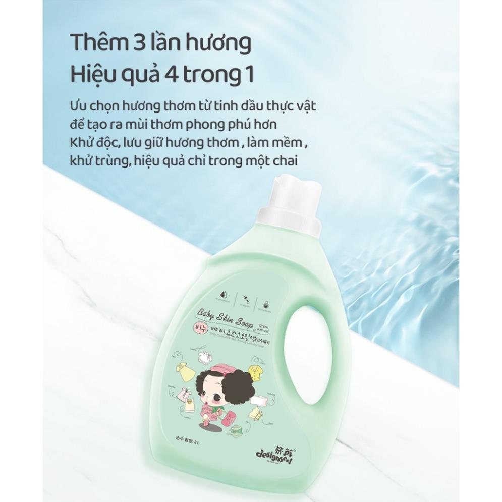 Nước xả giặt xà phòng ddung Hàn Quốc 2 in 1 2000ml, giặt siêu sạch, chuyên dùng cho mẹ và bé.