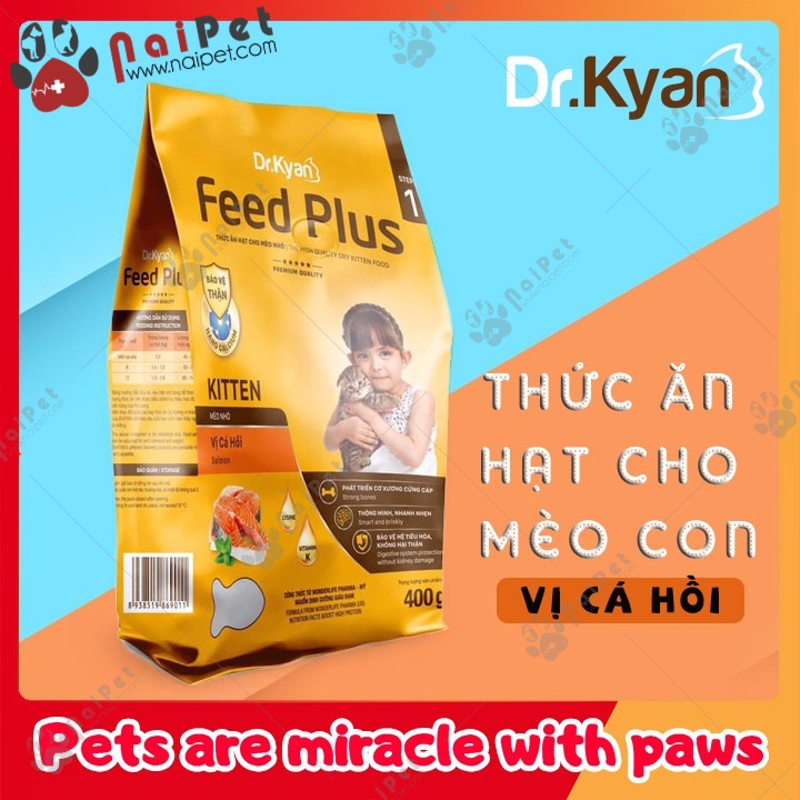 Thức Ăn Hạt Khô Cho Mèo Vị Cá Hồi Feed Plus Dr.kyan 400g