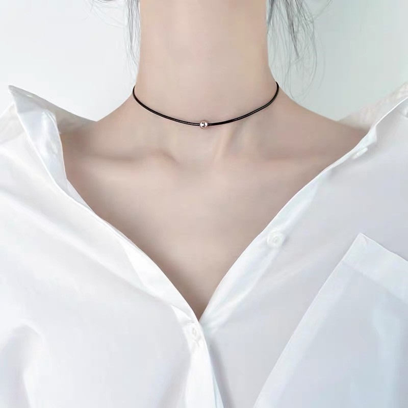 Vòng Cổ Choker Đính Hạt Màu Đen Đơn Giản Thời Trang