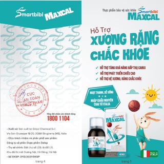 Vitamin D3 K2 và Canxi - Siro tăng chiều cao Smartbibi Maxcal giúp bé phát triển chiều cao vượt trội 100ml