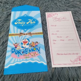 Thiệp mời đứng Đoraemon & Kitty  10 cái/xấp , (SP000475)