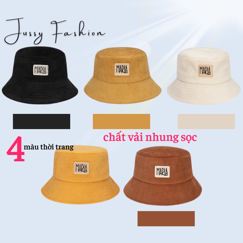 [Size Nhỏ] Mũ tai bèo Maria vành cụp chất vải nhung gân phong cách nón bucket Jussy Fashion form Ulzzang Unisex