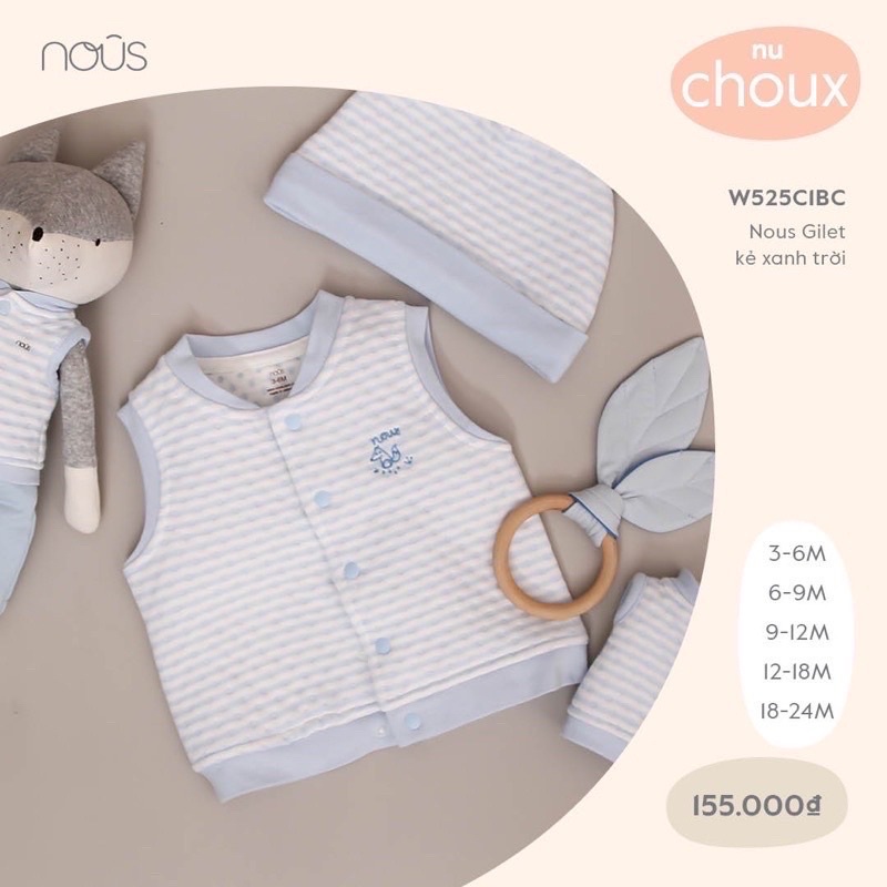 Áo Gile chần bông Nous dành cho bé 3-6m đến 18-24m
