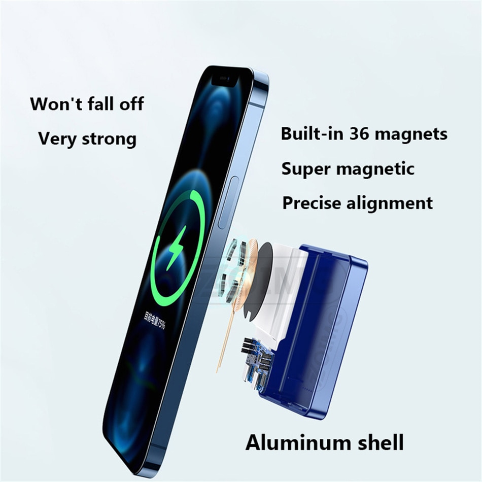 Sạc Dự Phòng ko dây 15w 10000mah Cho ĐT táo 12 12 Pro 12pro Max 12mini