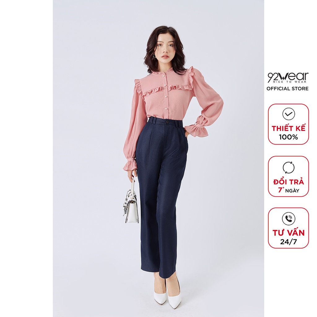 Quầu tây âu nữ 92WEAR thiết kế ống rộng công sở thanh lịch tôn dáng QBW1137