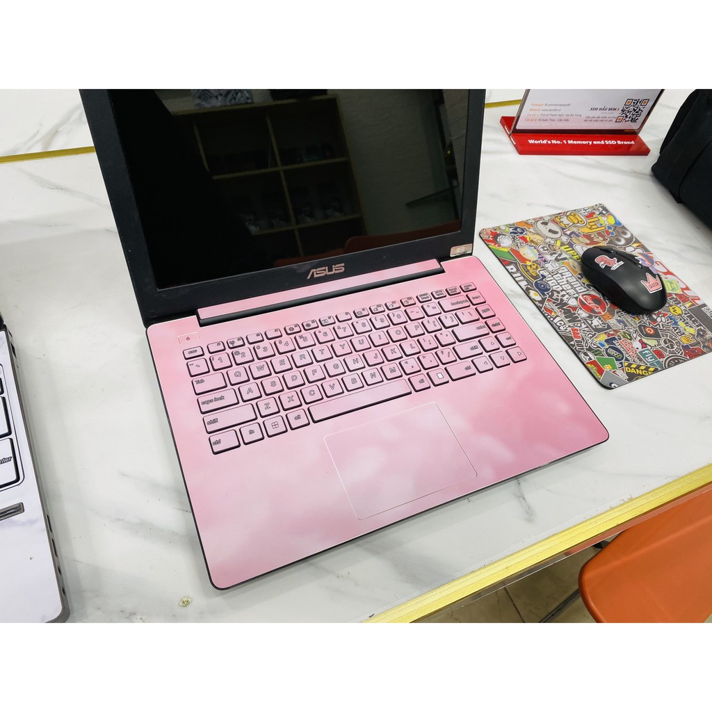 Laptop Asus X453 Ram 4Gb Skin Hồng Cute Mỏng nhẹ Tặng Chuột + Balo