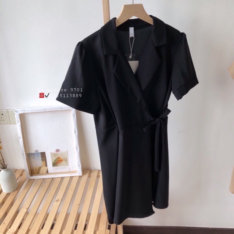 VÁY CỔ VEST CỘT NƠ EO