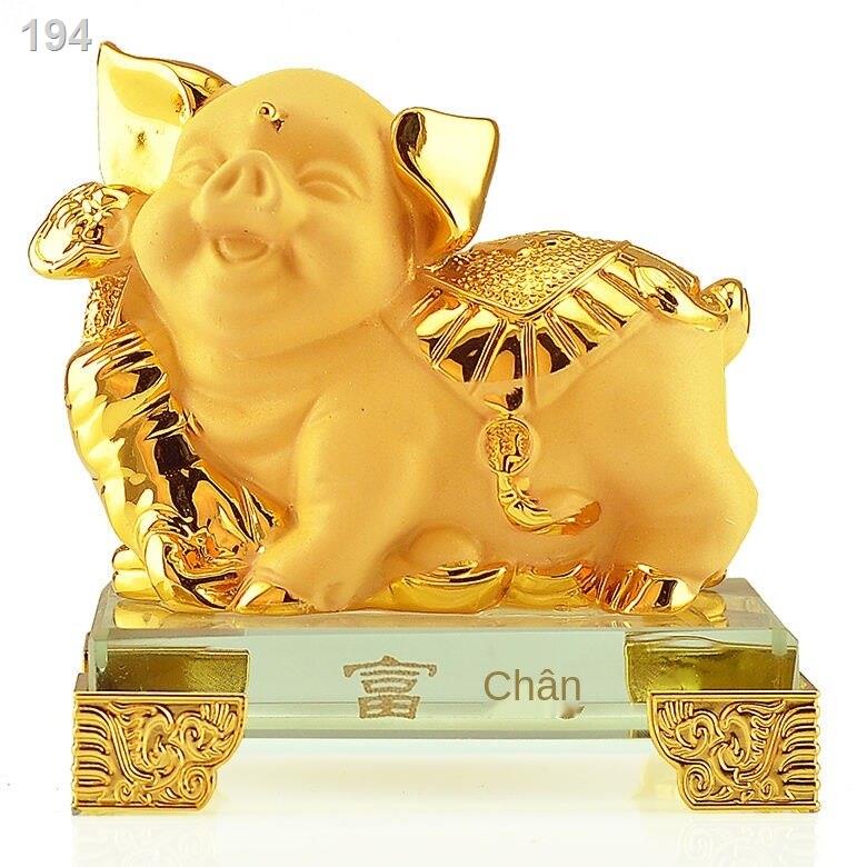 【bán chạy】Zodiac Golden Pig Trang trí Phong thủyy mắn Lợn Nhà phòng khách Tủ rượu Năm Quà tặng Thủ công