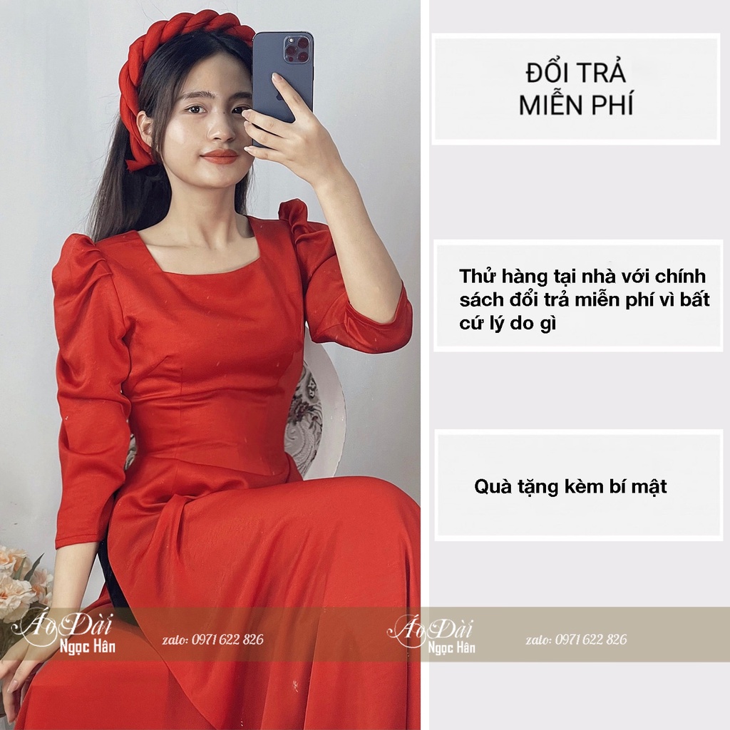 Áo Dài Truyền Thống Nữ Vai Bồng Cổ Vuông A73