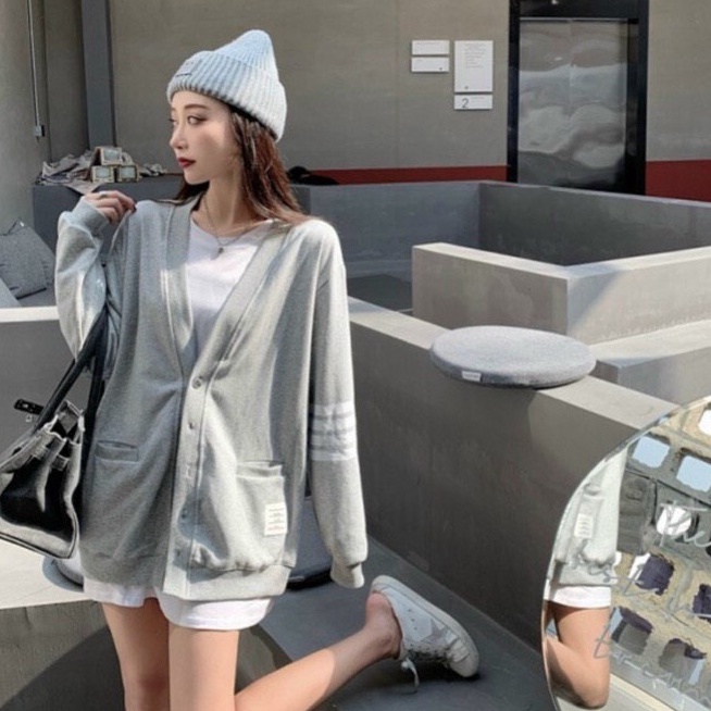  Áo Cadigan dáng rộng kẻ vạch tay nỉ da cá dày mịn đẹp cho nam nữ | BigBuy360 - bigbuy360.vn