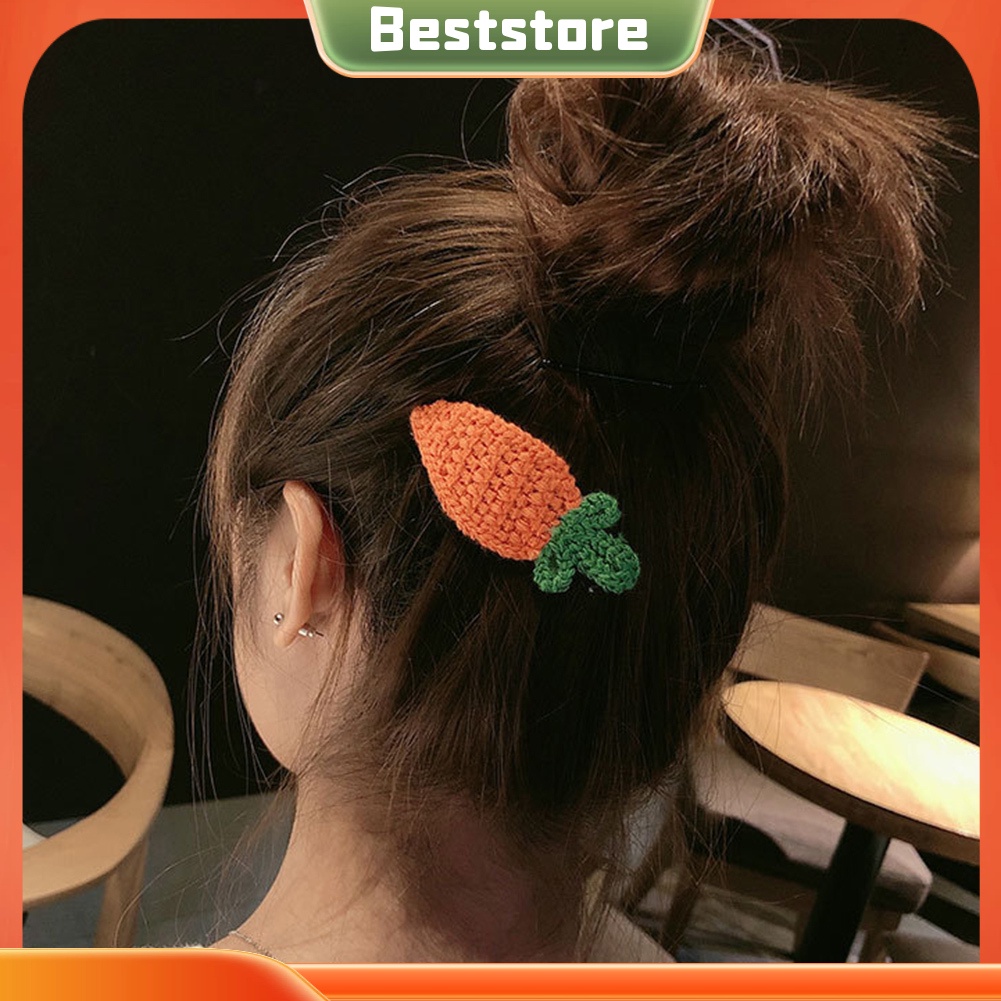 Kẹp Tóc Mái Đan Móc Hình Trái Cây Mùa Đông Dâu Dưa Hấu D