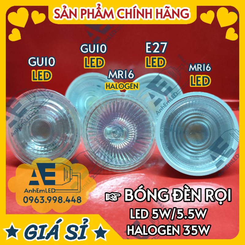 Bóng đèn GU10 MR16 G4 E27 LED HALOGEN 220V 5W 5.5W 12V 35W 50W     Decostar thủy tinh
