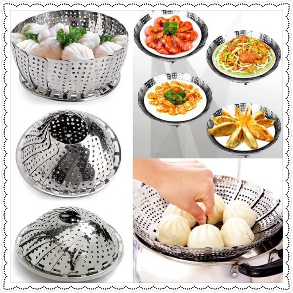 Khay hấp xòe chất liệu inox không gỉ tiện dụng cỡ to 26 cm