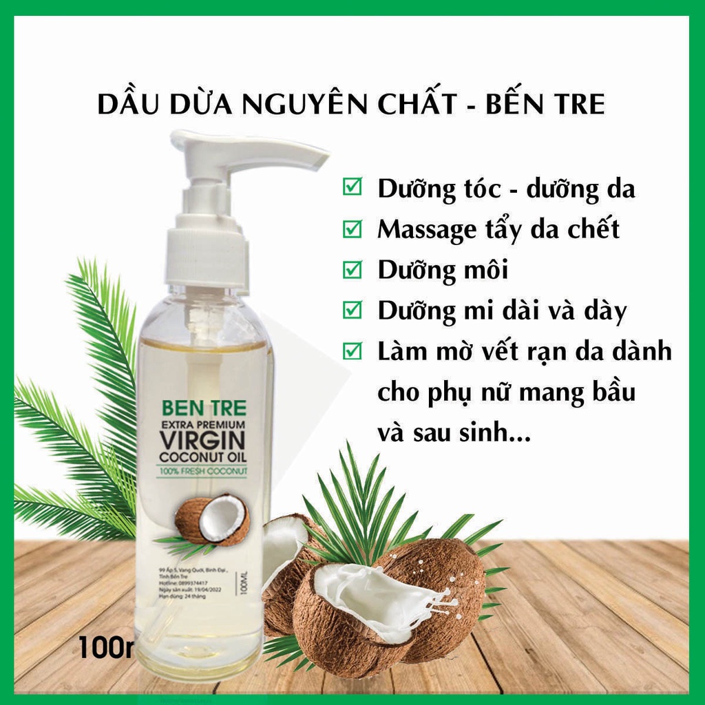 Dầu dừa Bến Tre nguyên chất Dưỡng Da, Dưỡng Tóc, Dưỡng Môi  - sunstore.office