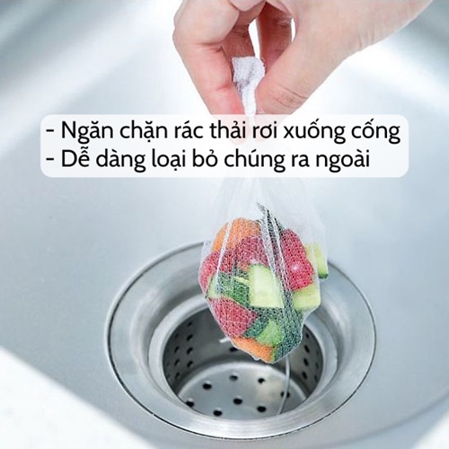 [Set 100 chiếc] Túi lọc rác  Túi lưới lọc rác bồn rửa chén bát tránh tắc nghẽn cống cho phòng bếp tiện dụng giá rẻ