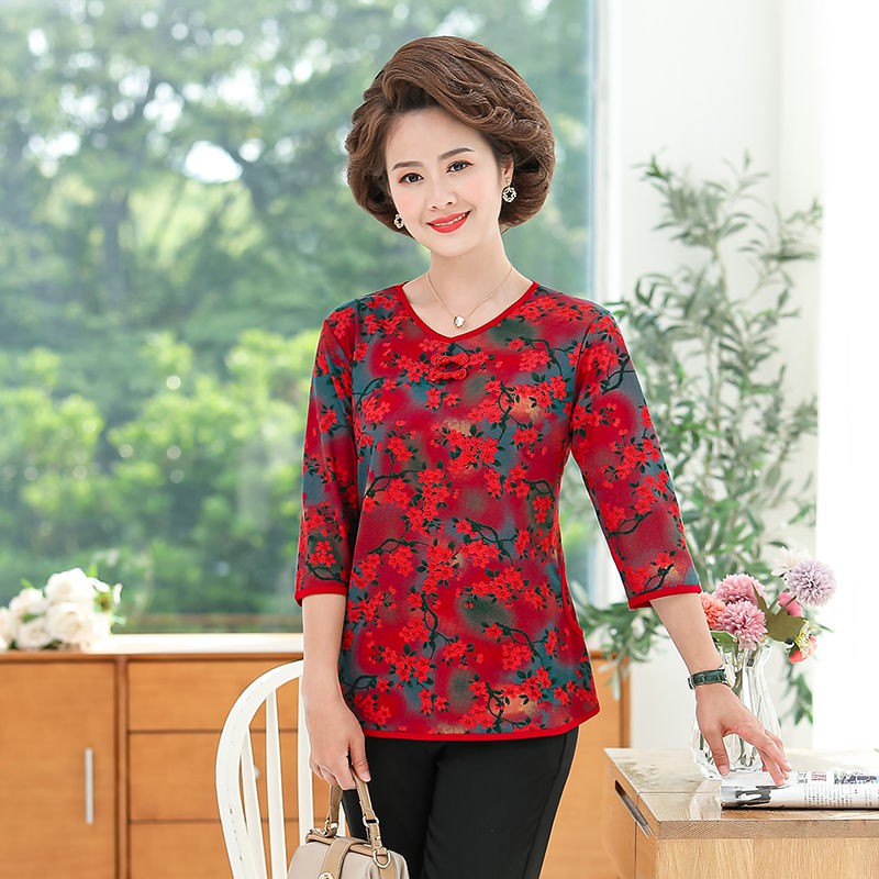 Áo Kiểu Sườn Xám Plus Size Phong Cách Retro Hàn Quốc Cho Phụ Nữ Trung Niên 5 Tuổi