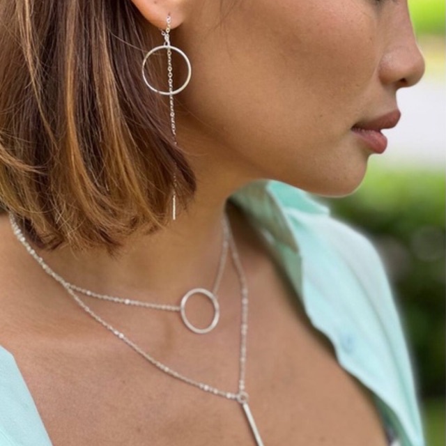 Khuyên tai, dây chuyền  bạc 925  minimalism nhẫn tròn Míya Jewellery