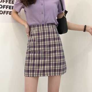 【Lisa】 Váy ngắn thời trang Check Chero cạp cao