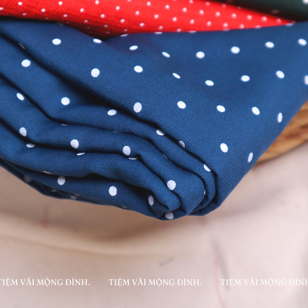 Vải Gân Hàn Hoạ Tiết Chấm Bi Màu Noel Giáng Sinh
