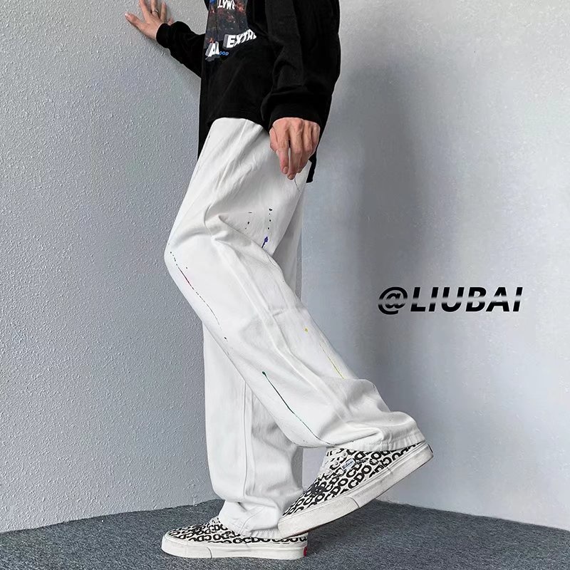 Quần Jeans Dài Dáng Rộng Phong Cách retro Hàn Quốc Cho Nam Giới