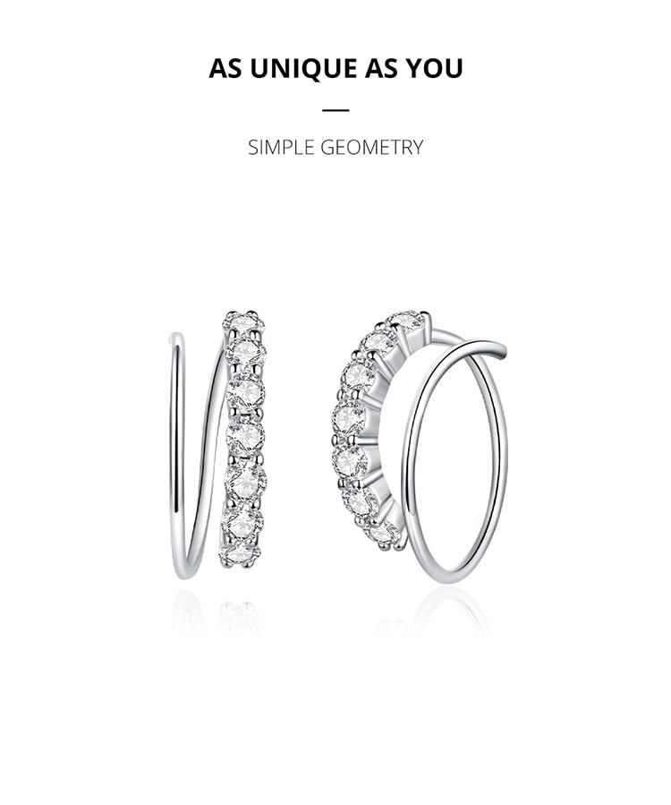 Khuyên tai Bamoer Bạc bạch kim 925 thiết kế đơn giản thời trang cho nữ