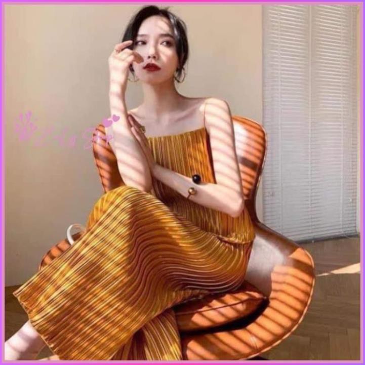 [KÈM QUÀ TẶNG] Váy hai dây dập ly, Đầm midi hai dây dập ly siêu đẹp ZuLyshop | BigBuy360 - bigbuy360.vn