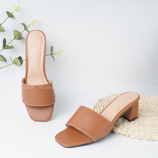 DÉP CAO GÓT 5 PHÂN MŨI VUÔNG QUAI NGANG ĐEN-NÂU DÉP 5CM