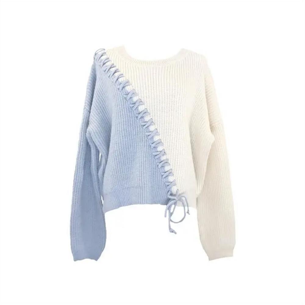 [LININ] Áo Sweater Dệt Kim Mềm Mại Màu Xanh Dương Phong Cách Mới Thanh Lịch Cho Nữ