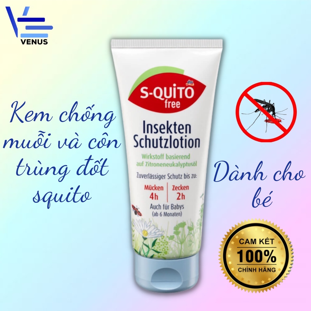 Kem Chống Muỗi cho bé sơ sinh Squito, Kem Chống côn trùng cắn cho trẻ em, Trẻ sơ sinh Nội địa Đức