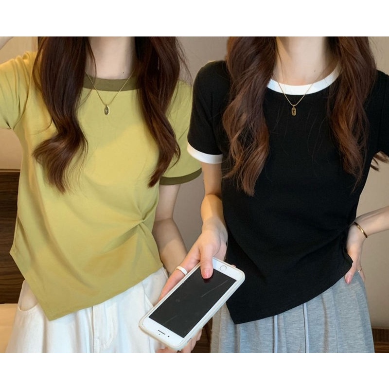 Áo Thun Tay Ngắn Và Quần Ngắn Bằng Lụa Lạnh Thời Trang Mùa Hè Dành Cho Nữ