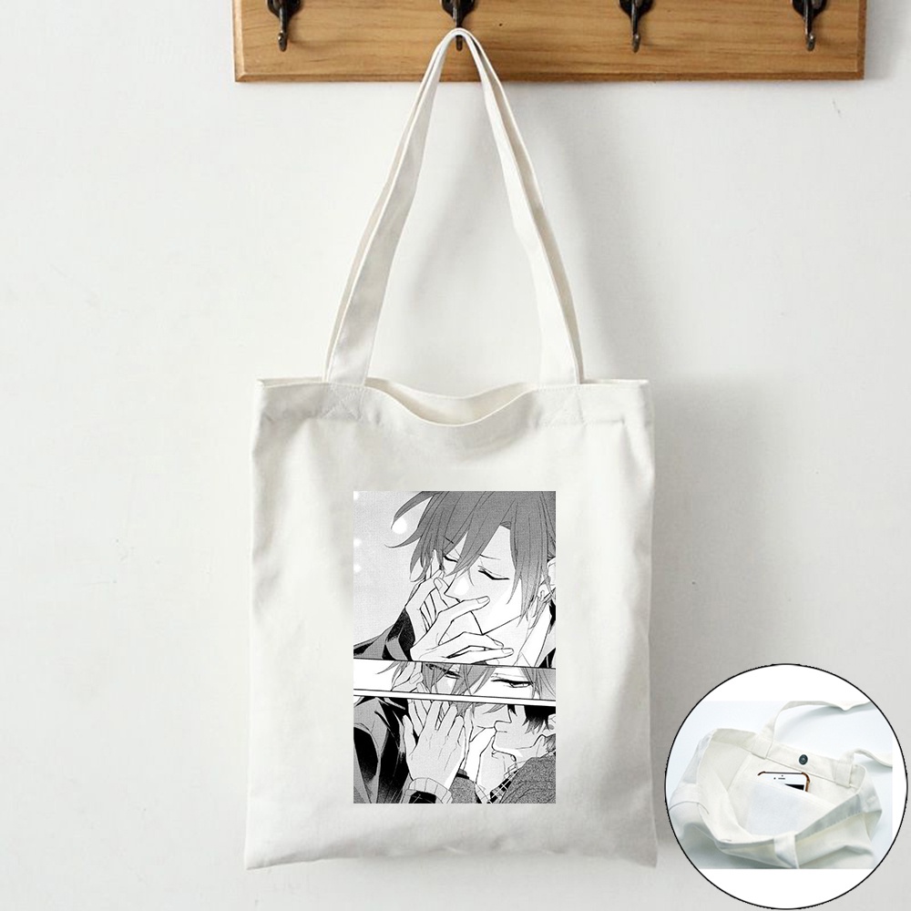 Manga: Túi xách Sasaki và Miyano Túi vải Cotton Túi Tote vải Canvas ❈ ❈ 🇾 ❈ ❈ Túi mua sắm đeo vai có nút