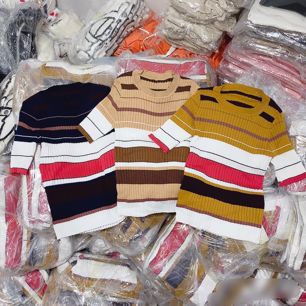 Aó len nữ,áo kẻ tay lỡ lên phom cực đẹp,chất vải bao xịn siêu co giãn ôm phom dáng