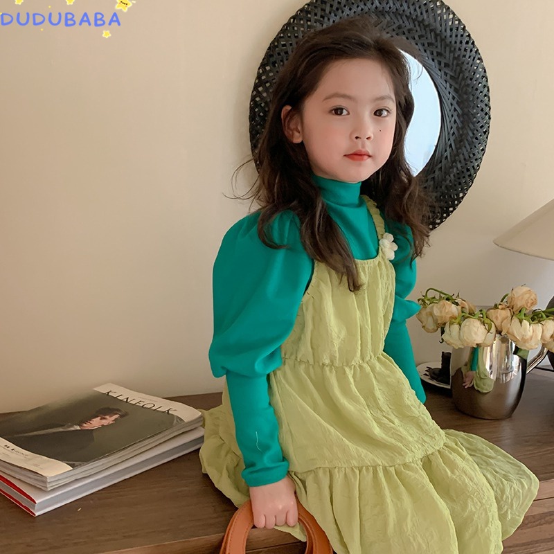 Áo Thun Tay Phồng Cổ Lọ Thời Trang Xuân Thu Phong Cách Mới Dành Cho Bé Gái