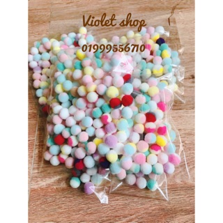 100 hạt pompom - pom pom 2 màu làm slime