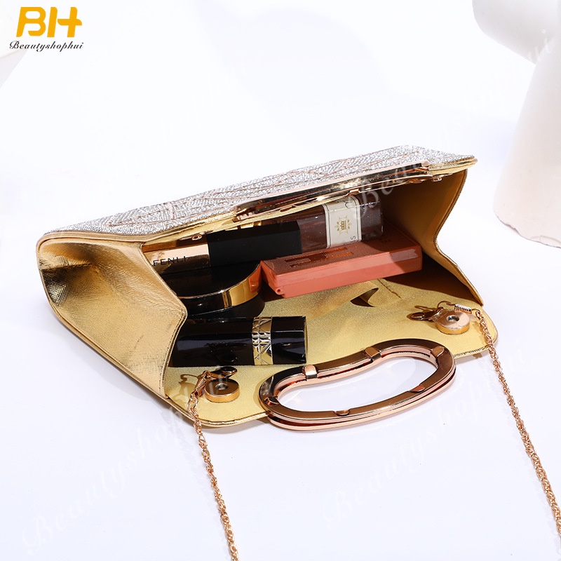 Túi Xách Da PU Đính Đá Lấp Lánh Phong Cách Âu Mỹ Cho Nữ