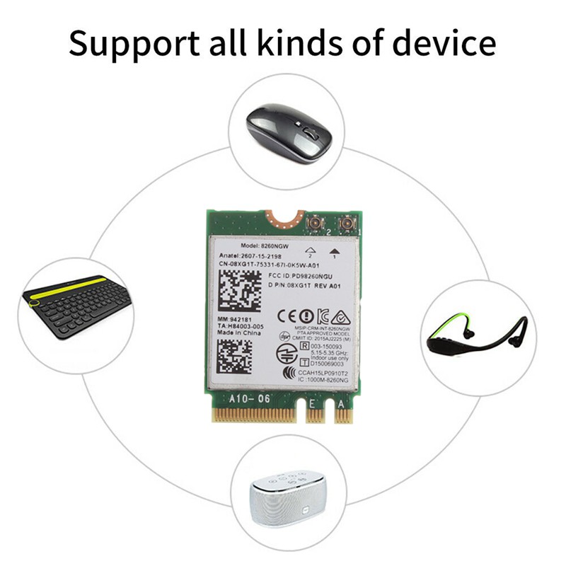 (Đang Bán) Bộ Thiết Bị Thu Sóng Wifi 8260ngw 2.4 + 5ghz 867m + 300m Ngff M.2 Bluetooth 4.2 Cho Win 7 / Win 8 / Win 8.1 / Win 10 | BigBuy360 - bigbuy360.vn